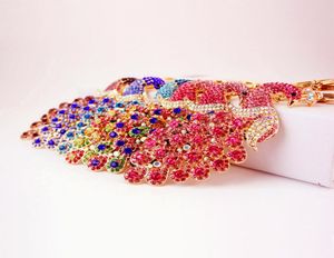 4 Farben Bling Strass Schlüsselanhänger Eleganter bunter Pfau Schlüsselanhänger Pfau Pfauenhuhn Schlüsselanhänger Taschenanhänger Auto Schlüsselanhänger Ring4822399