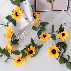 Decorative Flowers Artificial Sunflower Vines 200cm Length Lifelike Details Bright Colors Garland For Parties Gardens Fences