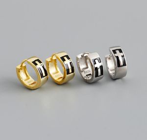 Trendy 925 Sterling Silver Fashion Cross Huggie Earring For Lady Guangzhou High Quality 18K Gold Plated Women SMYCKE BULK HOLDE2926148