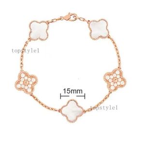 2024 Classics 4/four Leaf Clover Charm Bracelets Bangle Chain 18k Gold Agate Shell Mother-of-pearl for Women Girl Wedding Mother' Day Jewelry Gifts Q7