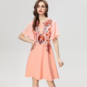 Damskie sukienki na pasie startowe o szyję krótkie rękawy cekinowe hafty kwiatowe eleganckie modne mody High Street vestidos