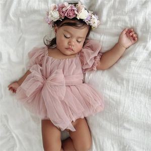 Mädchen Kleider Born Baby Mädchen Baumwolle Strampler Onesie Kleid Rose Rosa Tutus Kleinkind Body Ins Boutique Schleifen Mode Tragen