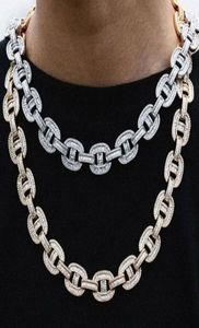 16mm Iced Baguette Mariner Link Chain Armband 14K White Gold Plated 2 Row Diamond Cubic Zirconia Jewelry 16inch24Inch Cuban Cho6369171