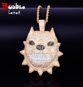 Animal Dog Necklace Rock Street Jewelry Gold Color Charm Material Copper Cubic Zircon Hip Hop Jewelry With Rope Chain7089125