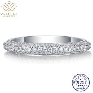 WUIHA Настоящее серебро 925 пробы со сверкающими бриллиантами, обручальные кольца для женщин, подарок на годовщину, ювелирные изделия 240122