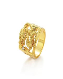 MGFAM 205R Dragon Rings för maskulina män 24K Pure Gold Plated China Mascot National Style Jewelry9037509