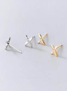 Mix Design 925 Sterling Silver Post Earring Letter X Stud High Polished Trending Products China Young Women Gold Color Zircon Gemstone Jewelry5446749