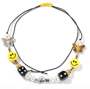 Smiling Face Necklace Asap Rocky Women Alloy Jewelry Skull Dice Decorations Butterfly And Pear Theme Birthday Gift6565334