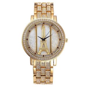 패션 파리 타워 j 풀 다이아몬드 시계 여자 시계 미스 쿼츠 시계