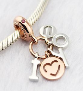 2018 Spring 925 Sterling Silver Jewelry I Love You Dangle Charm、Rose Red Original Beads Fitts Women Jewelry Making Bracets6428909