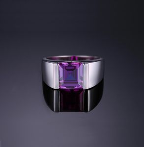 Pierścienie Men039s Square 33ct Stworzenie Alexandrite Sapphire 925 Sterling Sliver Pierścień dla mężczyzn Fine Jerwelry Fashion Style3157934