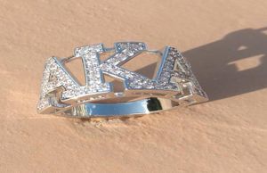 Silver av hög kvalitet Silver Zircon Greek AKA Sorority Finger Ring011271444