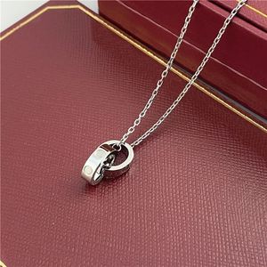 2024 womens necklace for woman love jewelry gold pendant dual ring stainless steel jewlery fashion oval interlocking rings Clavicular chain necklaces designerQ19