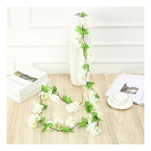 Decorative Flowers Artificial Fake Hanging Wister Vine Flower Garland Garden Home Bedroom Office Decoration White