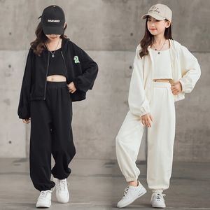 春と秋の若者と女の子の服セットファッションスリーピースセットオープンカーディガンセーターベストパンツチャイルドトラックアンドフィールド服