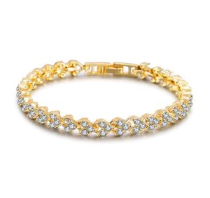 Luxo áustria cristal pulseiras ouro prata rosa ouro encantos pulseira com zircão diamante romano tênis bracelet49346295131538