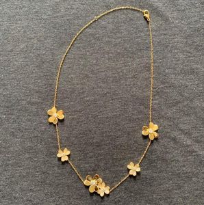 Marca pura 925 prata esterlina jóias para mulheres cor do ouro neckalce flor pingente sorte trevo sakura festa de casamento colar 20117202423