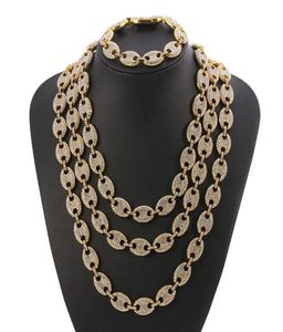 European and American hiphop hipster coffee bean oval Cuban Chains necklace net red ins exaggerated diamond nightclub dance acces3375492