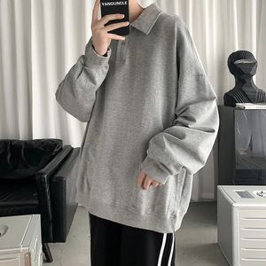 Men's Clothing Plain Top Unicolor Baggy Polo T Shirt for Man Sweatshirts Emo It Y2k Luxury 2023 Long Sleeve Casual 240119