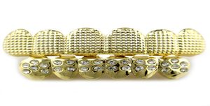 Berretto Hip Hop Rame Placcatura in oro Denti Grillz Set Fondo di fabbrica Personalizzato Men039s Denti Hiphop Grillz Gioielli per il corpo Hallowee3218974