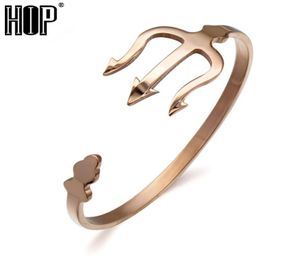 HIP Charm 4 Typies Trident Bracelets Bangle Gold Color Stainless Steel Open Cuff Bangles for Men Jewelry Y18919084512472