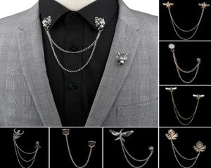 Man Suit Gömlek Yaka Tassel Zincir Kavur Pimi Broş Dragon Rozeti Retro Pimleri Gelinlik Partisi Dans Neckware Accessories1535095