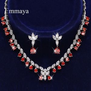 Emmaya Fashion Delikatne kolczyki i naszyjnik dla kobiet trzy kolorowe biżuterię z zestawu ślubnego 240122