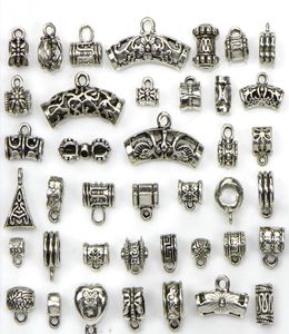 Bead Mix 40 Styles Antique Silver Plated Alloy Big Hole Charms TUBE Spacer Beads fit bracelet DIY Necklaces Pendants charms Bead8834972