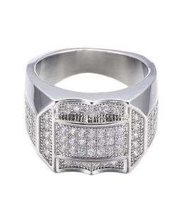 Omhxzj Whole Band Rings European Fashion Man Party Wedding Gift Luxury Square White Zircon 18kt Whites Gold Gold Ring RR44994683