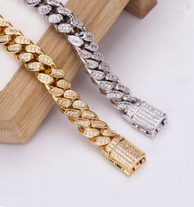 10mm Men Women Miami Cuban Chains Jewelry Sets Full CZ Box Clasp Choker 20quot Necklace 85quot Bracelet Hip Hop Bling Bling I3555962