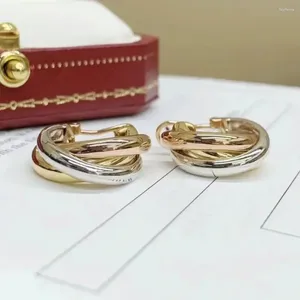 Orecchini per borchie 2024 Sterling argento di alta qualità a 3 marchi color anelli Accessori da donna18k oro vero modo di gioiello puro