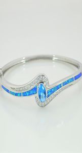 Blue Fire Opal Cubic Zirconia 925 Silver Bracelet Whole for Women Jewelry Bangle Bracelet3061080