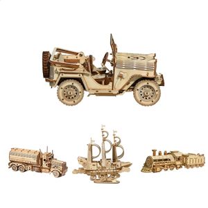 5 видов деревянных пазлов, игрушки, сделай сам, блоки ручной работы, ремесленная сборка, 3D автоциклы, грузовики, корабли, украшение стола для детей, малыш 240122