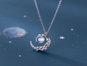 14 Designs Real 925 Sterling Silver Moon and Star Pendant Necklace For Women Fine Jewelry Luxurious Zirconia Fashion Statement NEC8146551