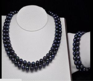 2 ROW 89MM TAHITIAN BLACK SOUTH SEA PEARL NECKLACE BRACET273y5146441