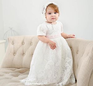 lace baby girl baptism gown christening dress princess long baby girl dresses hats 2pcs wedding newborn baby girl designer clothes4640917