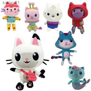 Gefüllte Plüschtiere Heißer Verkauf Gaby Puppenhaus Plüschtier Mercat Cartoon Stofftier Lächeln Katze Auto Umarmung Mädchen Kindergeburtstagsgeschenk YQ240218