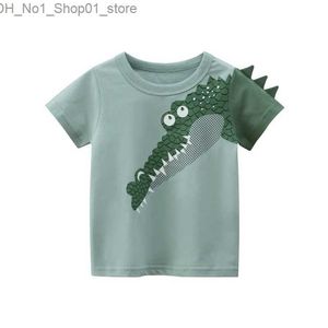 T-shirts 2-8T Crocodile Print Boys T Shirt Toddler Kid Summer Clothes Short Sleeve Cototn Tshirt For Boys Fashion Infant Top Chidrens Tee Q240218