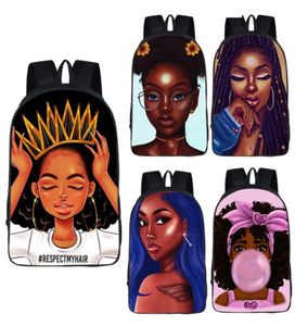 Afro Cartoon Girls Backpacks 51 Design Custom Студент Multifunction Schoolbag Kids Высококачественный туристический застежка -молнии 069884100