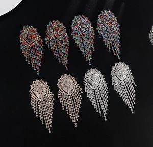 Stud Big Rhinestone Dangle örhängen för kvinnor Fashion Statement Crystal Tassel Earring Large Dingle Earing Evening Jewelry Gift6918116