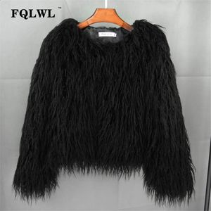 FQLWL Colorful Warm Faux Women Fur Coat Loose Black White Pink Plush Coat Female Jacket Fur Autumn Winter Shaggy Outerwear 240125