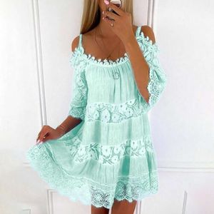 Designer women's clothing Princess Style gold Dress Off Shoulder Lace Strap Dress Casual Solid Loose Fit Dress Embroidery Flowers dresses summer white dressTTSF