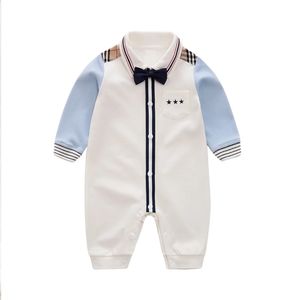 Född baby pojke romper gentleman stil onesie för höst jumpsuit 100% bomull spädbarn kostym babygrow saker 240119