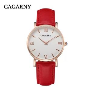 Cagarny Women Designer Fashion Casual Watches Ladies Watch Leather Strap Gold Relojes de Marca Mujer285T