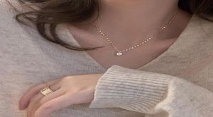 New Style 925 Sterling Silver Single Diamond Necklace Advanced Simple Shiny Zircon Pendant Feminine Clavicle Chain Party Jewelry5185088