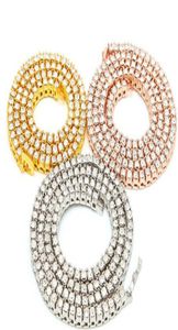 Mens diamante gelado para fora tênis corrente colar prata rosa ouro corrente hip hop colar jóias 3mm 4mm 5mm y625219782018