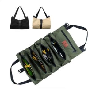 3Colors Portable Roll Up Multipurpose Wrench Screwnriver Organizer Tool Hanging Zipper Tote Multiple Pocket Storage Bag 240119