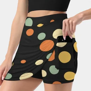 Saias Preto Polka Dots Padrão Saia Feminina Estética Moda Curta Vintage Retro Círculos Bolha