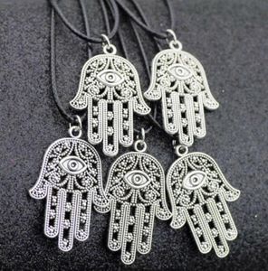 Mücevherat tüm 50pcs vintage şanslı alaşım fatima el hamsa koltukları takılar muska kötü göz kolyeleri hediye erkekler için hj5410142