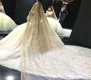 Sparkling Sequin Beading Bridal Veils 153M Long One Layers With Comb Simple Soft Tulle Wedding Veil 2211852